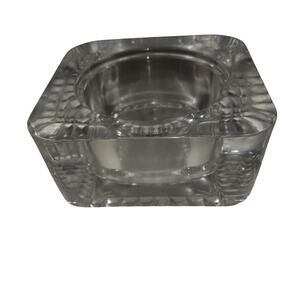 Cristal d'Arques France Heavy Crystal Square Art Deco Trinket Box Candle Holder